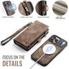 CaseMe Magnetic Flip Leather Phone Case for iPhone 17 Pro Max 17 Air 16 16E 15 Plus 14 13 12 11 XS X XR SE 2022 Zipper Wallet Card Back Cover Coque