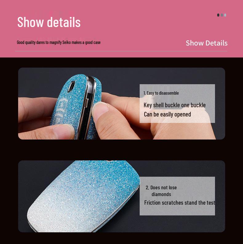 Couvre-clé strass pour BMW Série 3, 5, 7/730li GTX1 Coque de clé Boucle