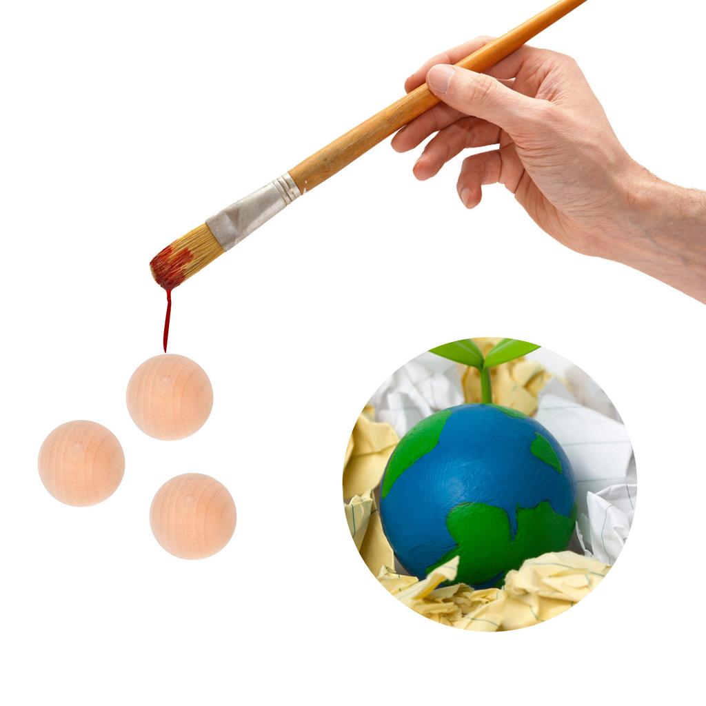 10Pcs Natural Wooden Craft Balls Unfinished Solid Wood Smooth Round Ball for Handmade DIY Decoration Wood Ball