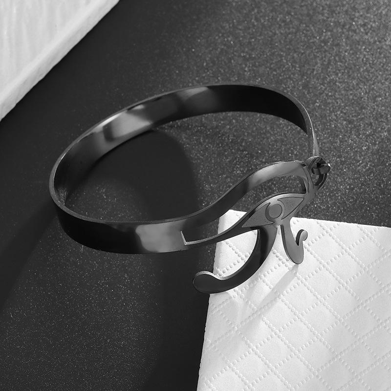 Hot Selling European and American Titanium Steel Horus Eye Open Bracelet Open Ring Combination Stainless Steel Material