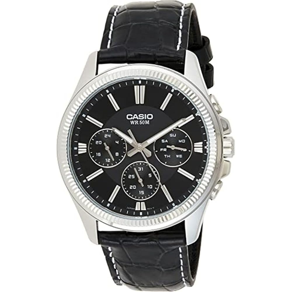 Casio MTP-1375L-1A Men s Watch Leather Band Analog Display Black