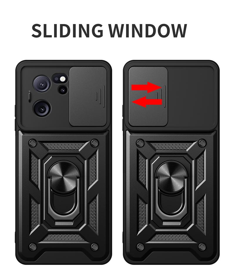 Funda protectora con anillo de soporte para Xiaomi 13T Pro, carcasa trasera deslizante para Xiaomi Mi13T, Mi 13T Pro y lente de cámara.