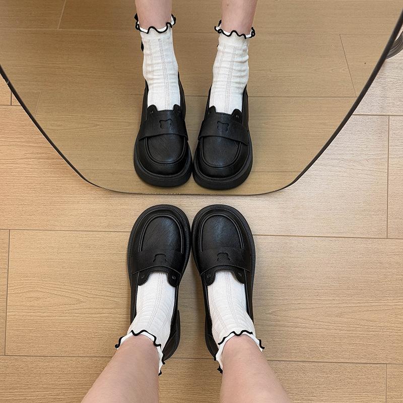 Black small leather shoes women's British style 2025 spring and autumn new work single shoes loafers soft-soled soft-soled flat-soled women's shoes