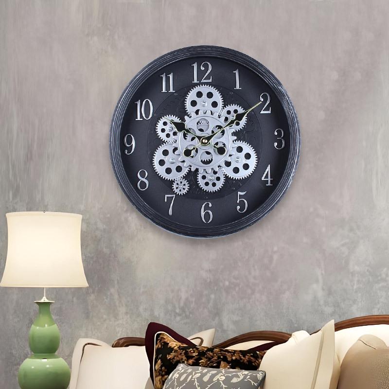 Industrial Style Retro Steampunk Gear Clock Mechanical Plastic Creative Wall Clock Study Cafe Decoration Clock