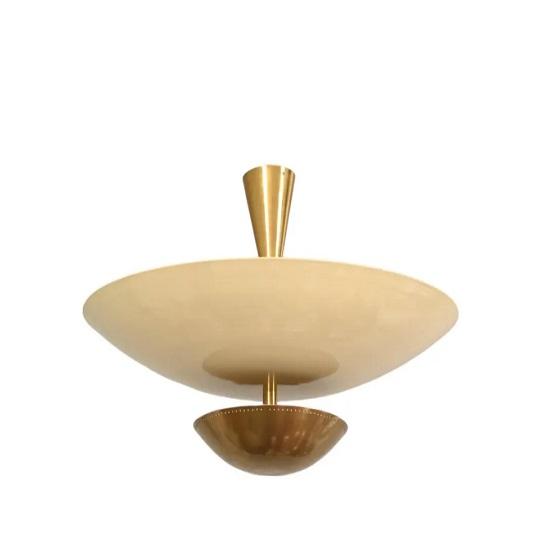Mid Century 6 Light Sputnik Chandelier | Raw Brass Ceiling Flushmount Pendant Light Fixture