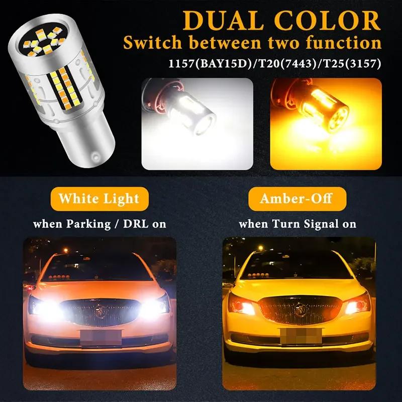 2PCS 1157 P21/5W Bay15d Car LED Bulbs Turn Signal Light T25 3157 T20 7443 W21/5W 72SMD White Yellow Brake Reverse Parking Lamps