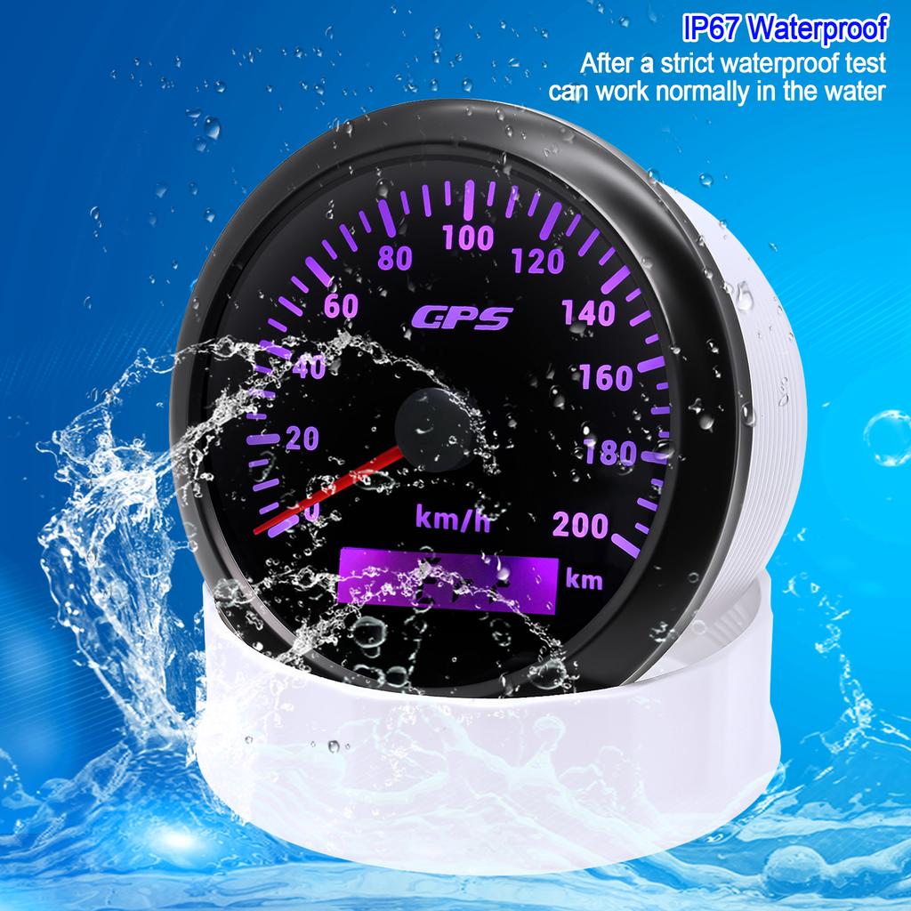 85MM GPS Speedometer Gauge 60/120/200KMH 7 Color Light with GPS Antenna Waterproof Motorcycle Boat Car Truck Speed Gauge Meter