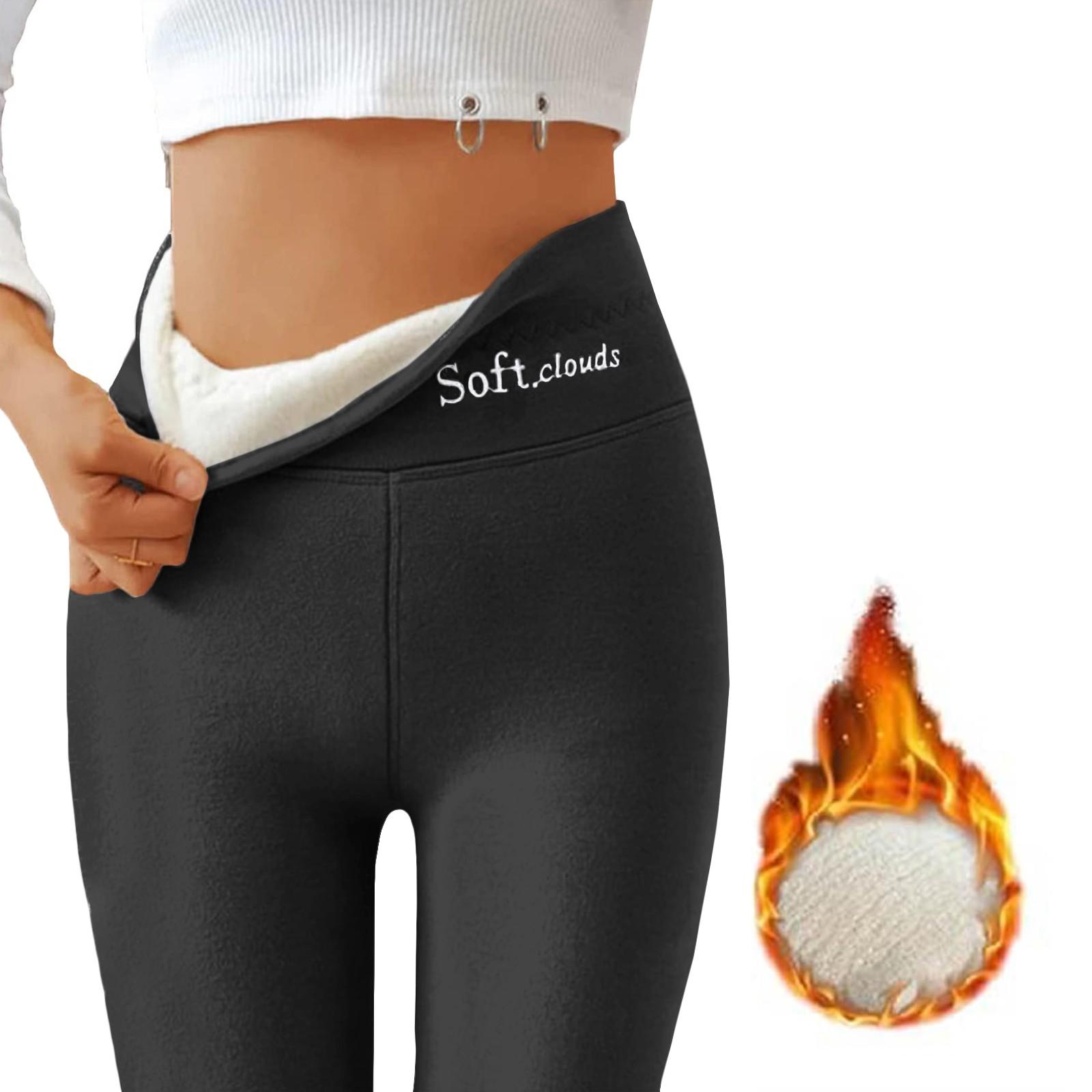 

Женские повседневные брюки с высокой талией, однотонные флисовые термолеггинсы, зимние длинные флисовые брюки для бега из плюша XXL