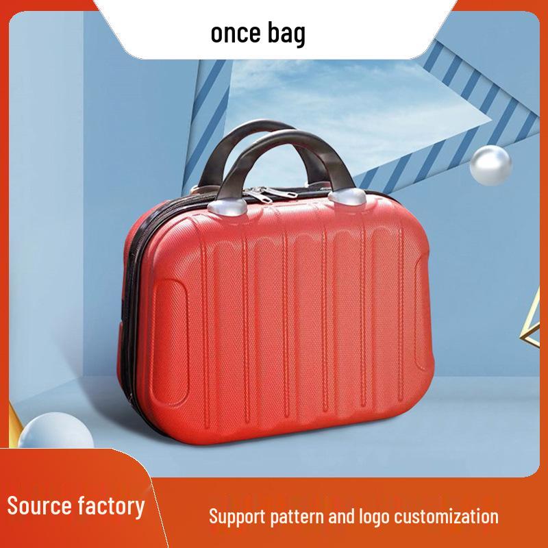 

14-Inch Portable Travel Makeup Case Handbag - Large Capacity Souvenir Gift Black Basic - No Feet, Handle, Mesh Pocket