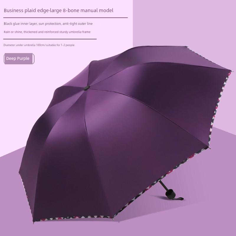 Large Thickened Windproof Reinforced Umbrella for Heavy Rain with Logo, Foldable Dual-Use Black Coating for Sun Protection and Uv Protection