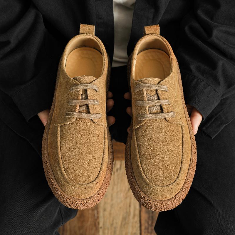 2025 spring and summer new casual shoes men's suede matte cowhide Korean version lightweight breathable soft bottom lace-up tooling men's shoes