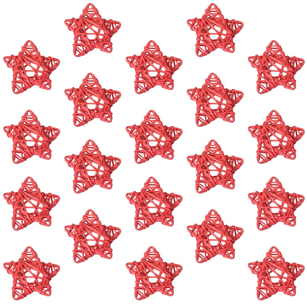 20 Stück Weihnachts Fünfzackiger Stern Deko Rattan Sterne Natürlich DIY Heim Hochzeitsdekoration Hängeornament für Mittelstück Schale