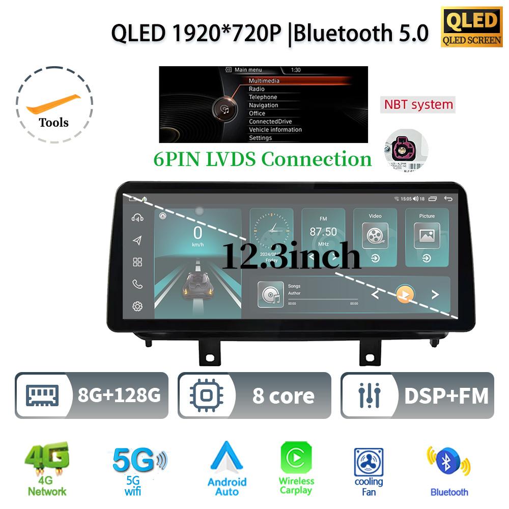 12.3" For BMW X5 F15 X6 F16 2014-2017 Android 14 Car Radio Multimedia 4G GPS Navigation Bluetooth Stereo CarPlay Touch Screen