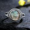 CopperRing for Women Oval Round Natural Labradorite Ring Gift Sun Shaped Retro Luxury Fine Jewelry