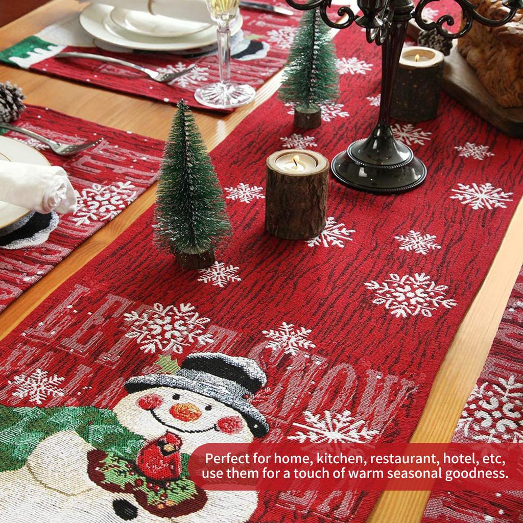 13 X 17inch Snowman Linen-Cotton Blended Placemat Washable Mat for Indoor&Outdoor Dining Table