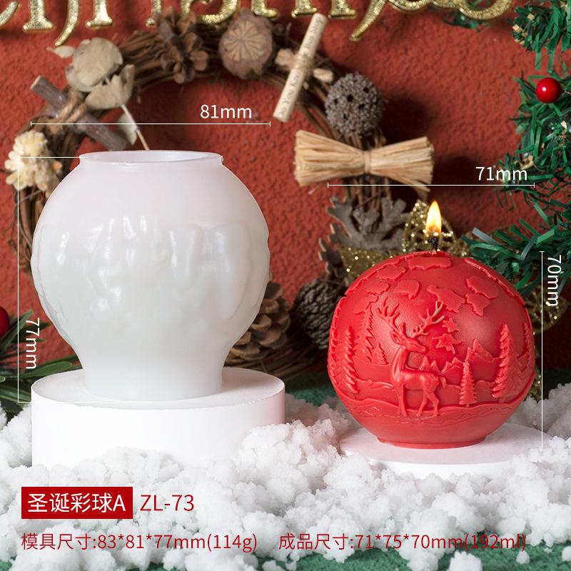 Christmas Ball Aromatherapy Candle Silicone Mold Elk Christmas Tree Ball Fragrance Stone Mold Christmas Ball Manufacturing Mould