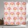 Pink Boho Flowers Shower Curtain - Vintage Floral Polyester, Waterproof Bathroom Decor with Hooks