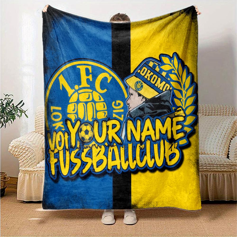 1PC 1 Fc Lokomotive Leipzig Custom Name Patterned Flannel Blanket Suitable For All Seasons for Home Decor Warmth and Comfort Gifts Holiday Present