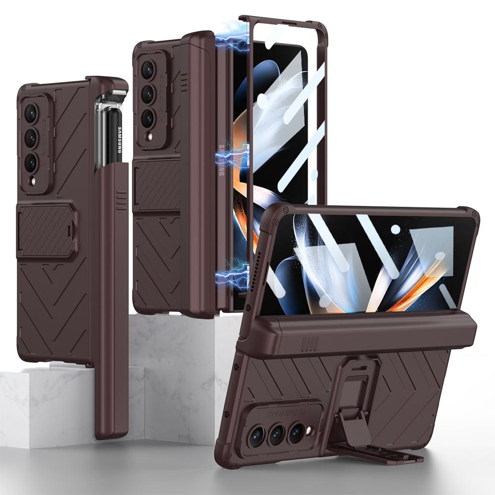 Suitable for Samsung Zfold4 Mobile Phone Case Armor Magnetic Suction Hinge Folding Shaft Bracket Gear Adjustment Zfold4 Mobile Phone Case