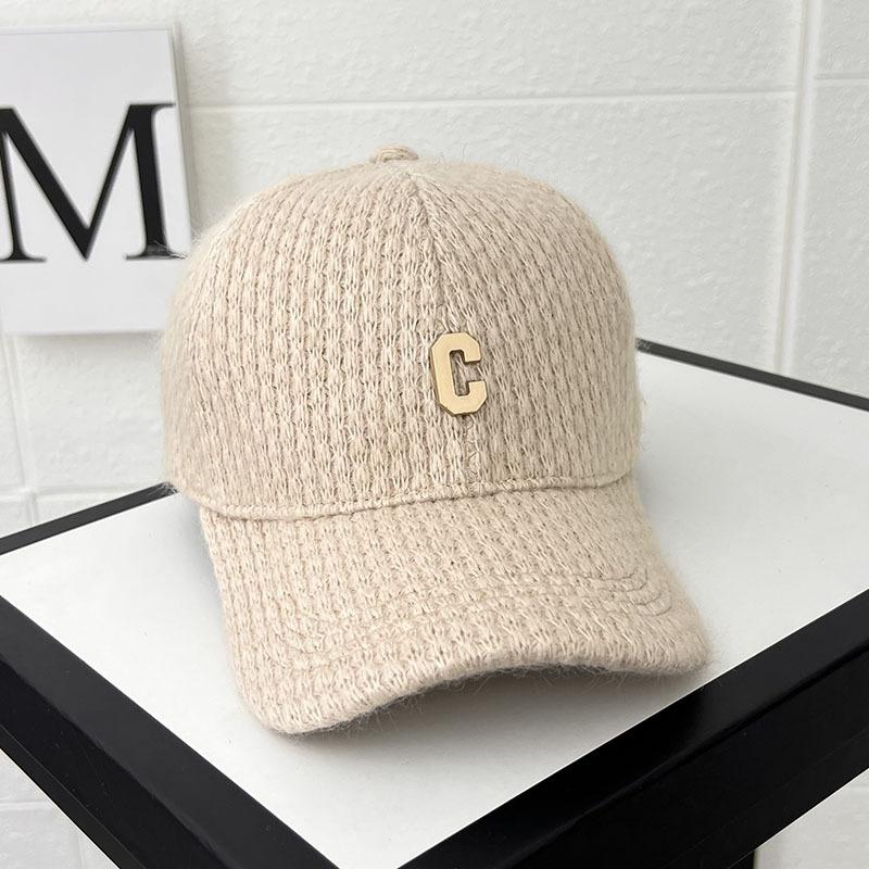 Women's Hats Baseball Caps  Autumn and Winter Thickened Warm Wool Hats Korean C Shaped Fashion and Versatile Niche Baseball Hats