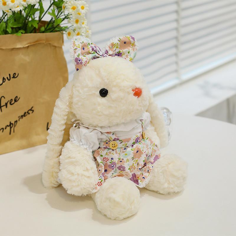 

Plush Rabbit Toy With Dress And Bow Decoration For Kids Girls And Baby Girls Gifts Flower,30cm