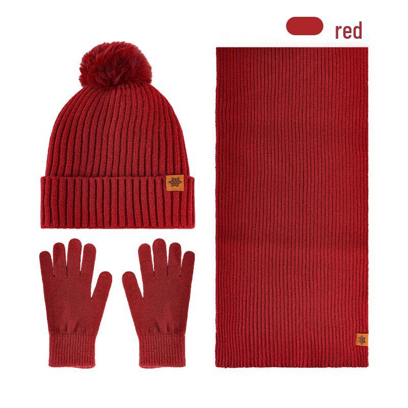Wool Knitted Hat, Scarf, and Glove Set