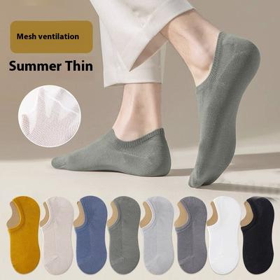 Men's Spring Summer Mesh Breathable Boat Socks Non-slip Non-falling Invisible Socks Cotton Men's Socks