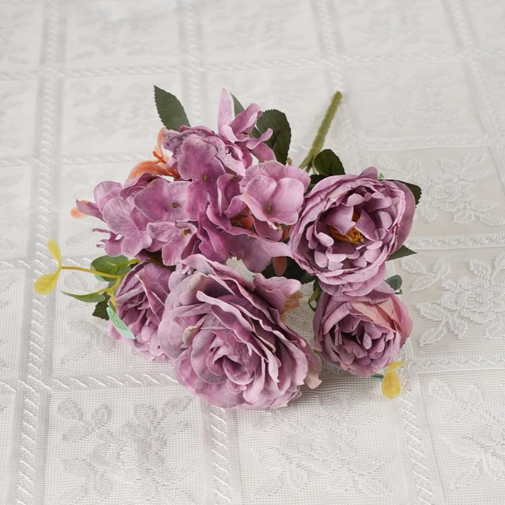 Rose Artificial Peony Flowers Landscape Silk Hydrangea Fashion Bridal Bouquet  Wedding Arrangements