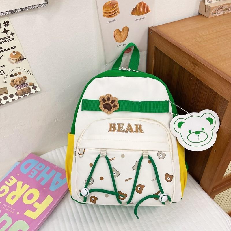 Cute Nylon Cartoon Bear Backpack For Preschool Kids With Breathable Design And Colorful Options