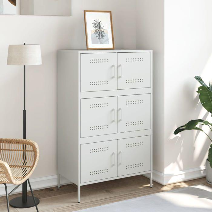 VidaXL Highboard White 68x39x113 Cm Steel, Buffet, Cupboard, Sideboard, Cabinet, Storage Cabinet, Cabinet 842963