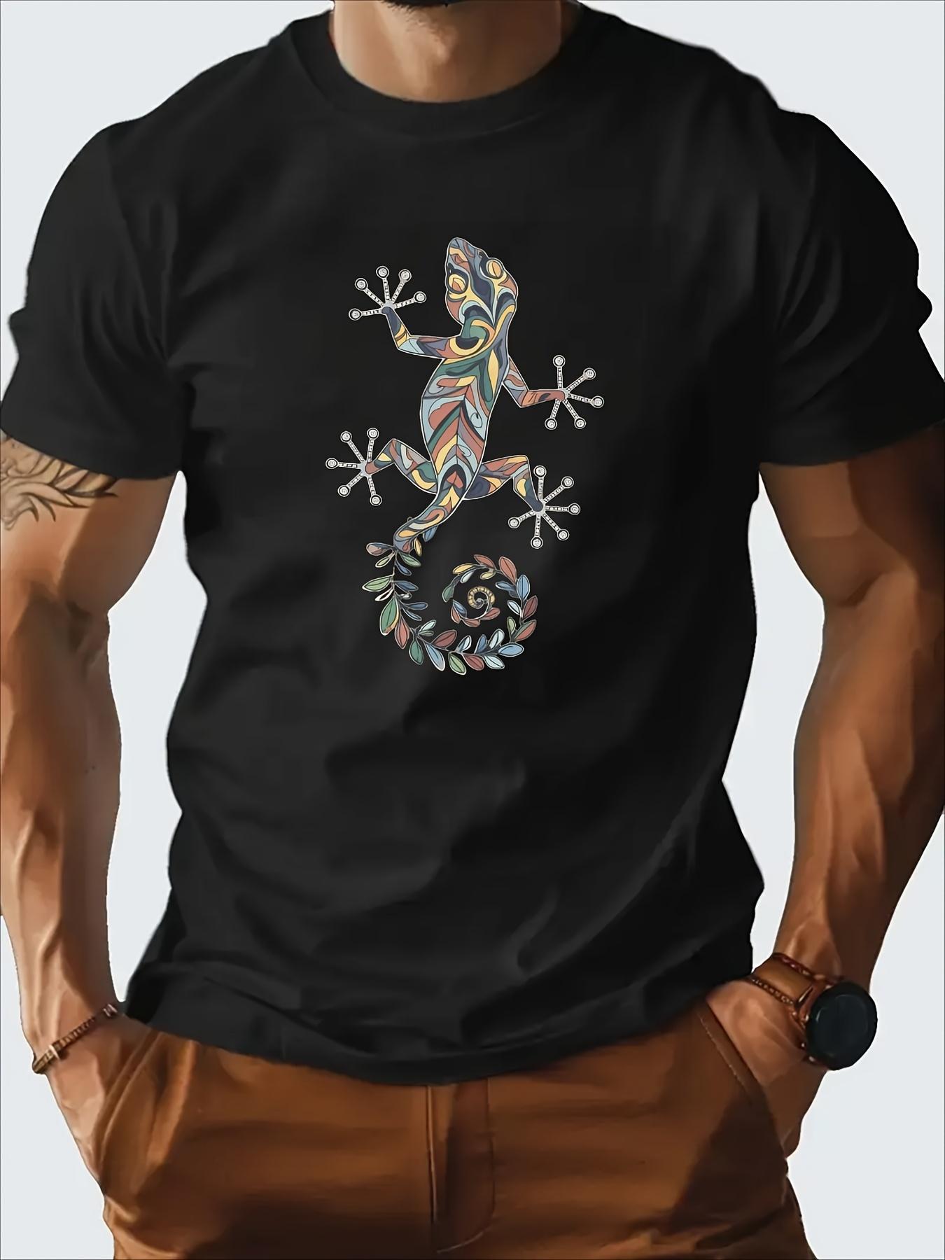 Men s T-Shirt Y2K Featuring Vibrant Gecko 3XL