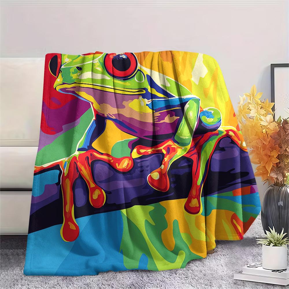 Tree Frog Print Flannel Blanket, High Quality Comfortable for All Seasons, Home Decor, Warmth and Comfort, Perfect for Christmas Gifts