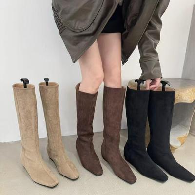 Suede Slim Height-Enhancing Long Boots: Minimalist Classic for Women 2024 Autumn/Winter