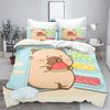 Cartoon Capybara 3D Printed Bedding Set Children's Duvet Cover Pillow Case Set Anime 100_ Polyester Cute Cartoon Home Decoration