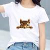 Kids Cotton T Shirt Cute Peeking Squirrel Print Crew Neck Short Sleeve Tee Casual Breathable Boys Girls Summer Tops