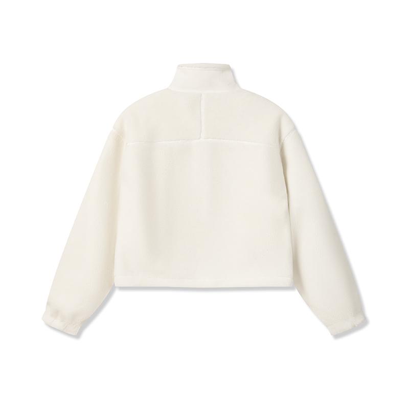 FILA Original Fashion Classic Retro Versatile Casual Warm Comfortable Lamb Fleece Jacket Women outerwear Cloud-White F11W549506FIV