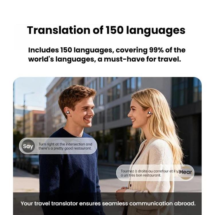 X62 150 Languages AI Translation Earphones Clip-On Digital Display Smart Bluetooth Earphones