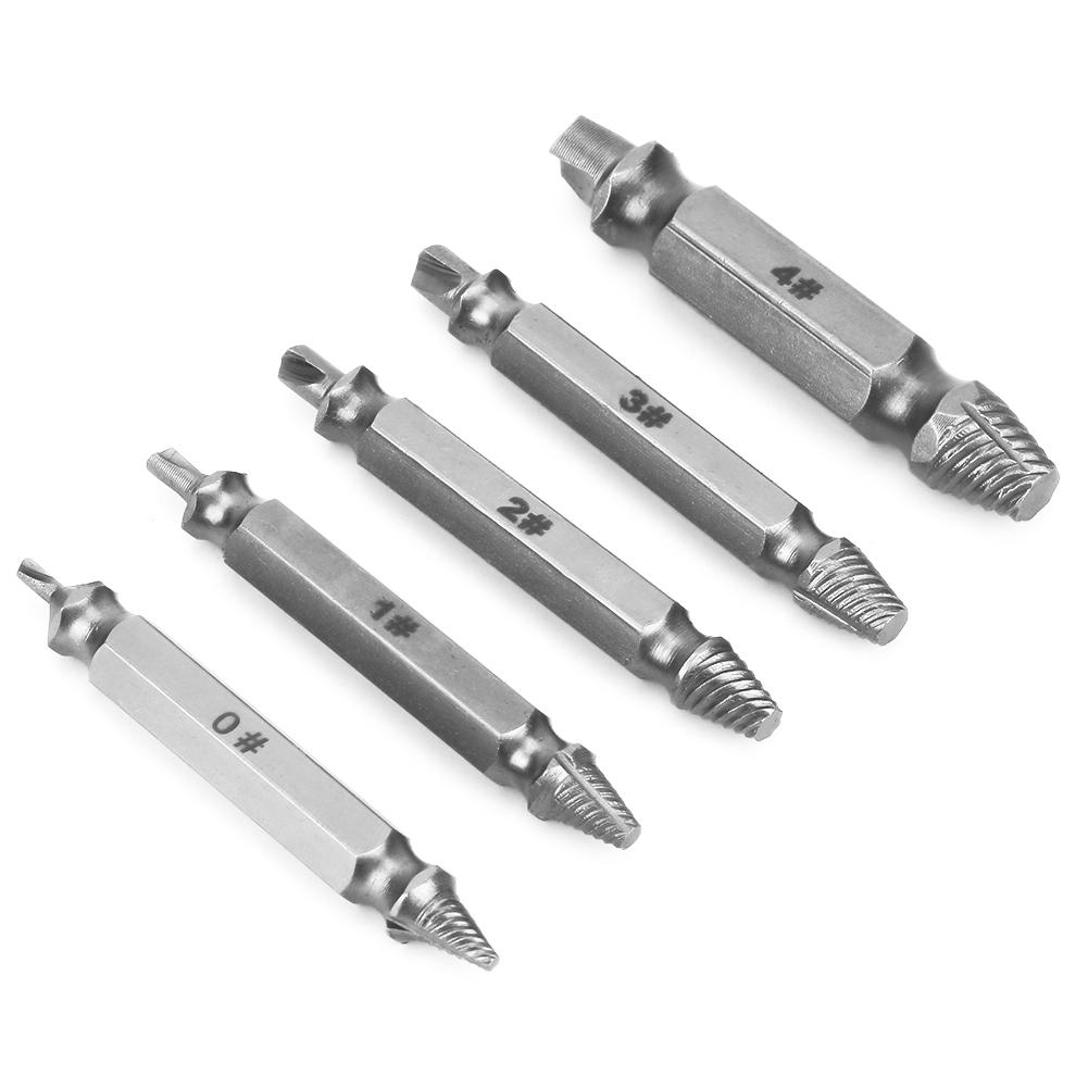 5pcs HSS Damaged Screw Extractor Speed Out Drill Bits Double Head Broken Bolt Extractor