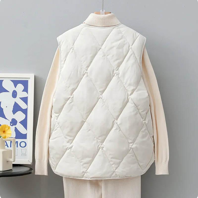 Vest for kvinner Bomull Vinter Oversize Fortykket Dun Uten ermer Topper Lett Rund hals Allsidig Casual Vest