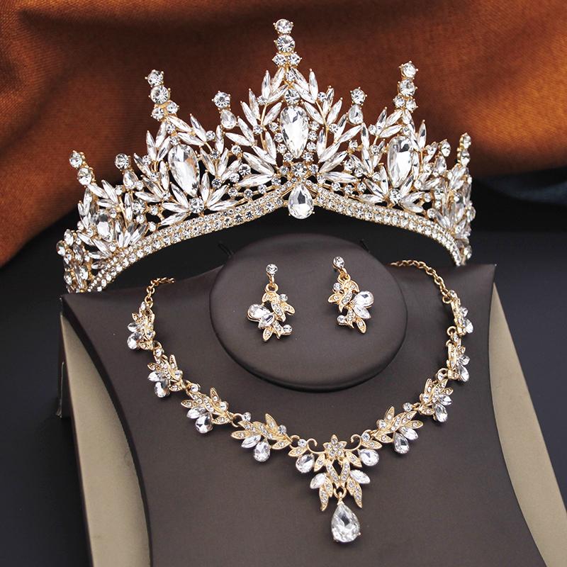 Princess Purple Tiaras and Crowns 3-pack Wedding Crown Sets and Necklace Earrings for Party Birthday Costume Jewelry Bridal