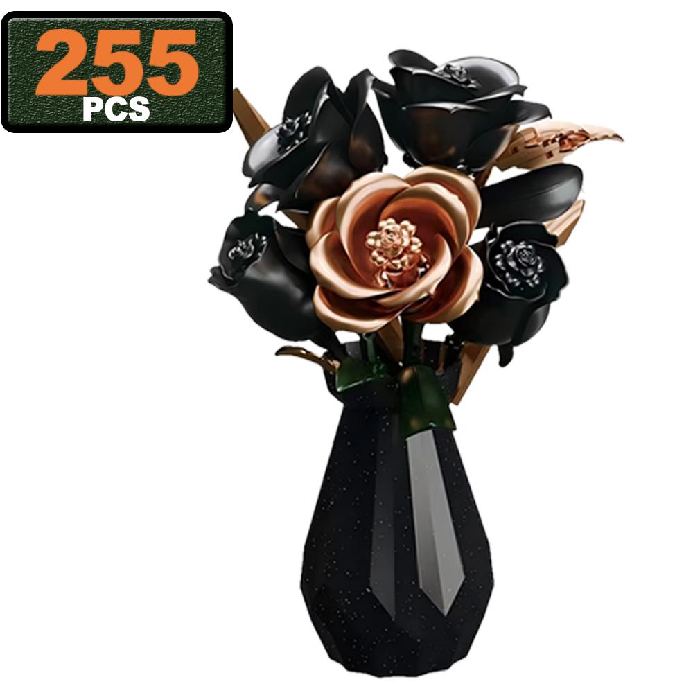 Non-Toxic 255Pcs City Romantic Preserved Flower Building Blocks Moc Desktop Decorations Black White Roses Model Bricks Kids Toys Children Gift