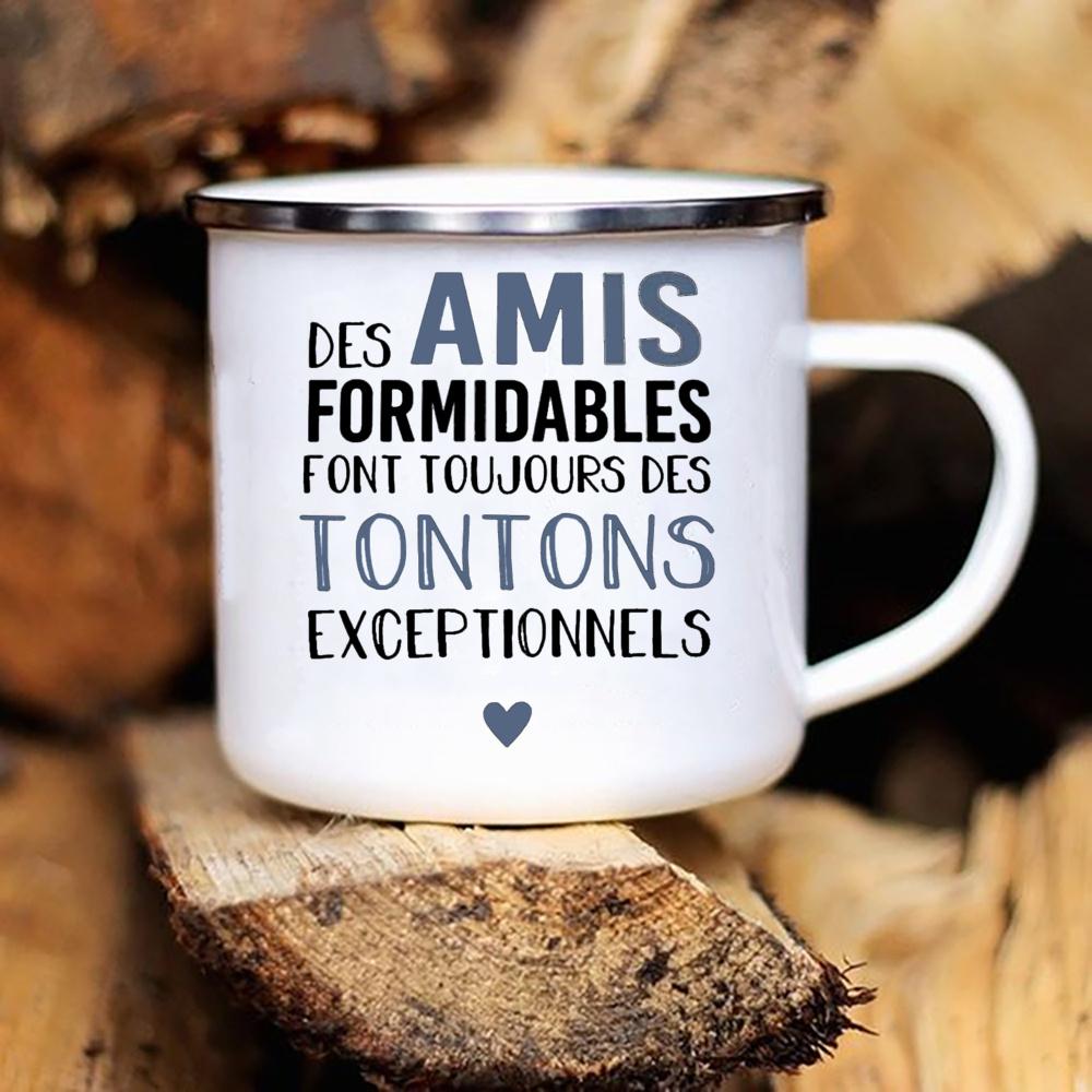 Pregnancy Announcement Mugs French Print Enamel Mug Brother Friends Drink Milk Coffee Cups Best Idea Gifts for Tonton Parrains