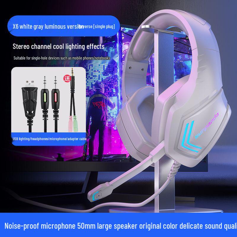 Gaming USB Headphones: Noise-Cancelling with Cool Lighting Effects for PC & Laptop
