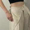 Frühling und Herbst Damen Casual Plissee Wide Leg Pants Leinen Textur Loose High Waist Hose