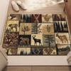 Retro Deer Forest Scene Entrance Doormat Non Slip Washable Bath Rug Rustic Nature Design Indoor Outdoor Floor Carpet 1PC
