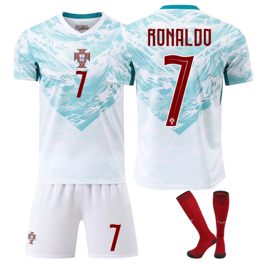 YSHT Portogallo Ronaldo Set Maglia da Calcio per Bambini Bianco Uniforme Sportiva per Giovani