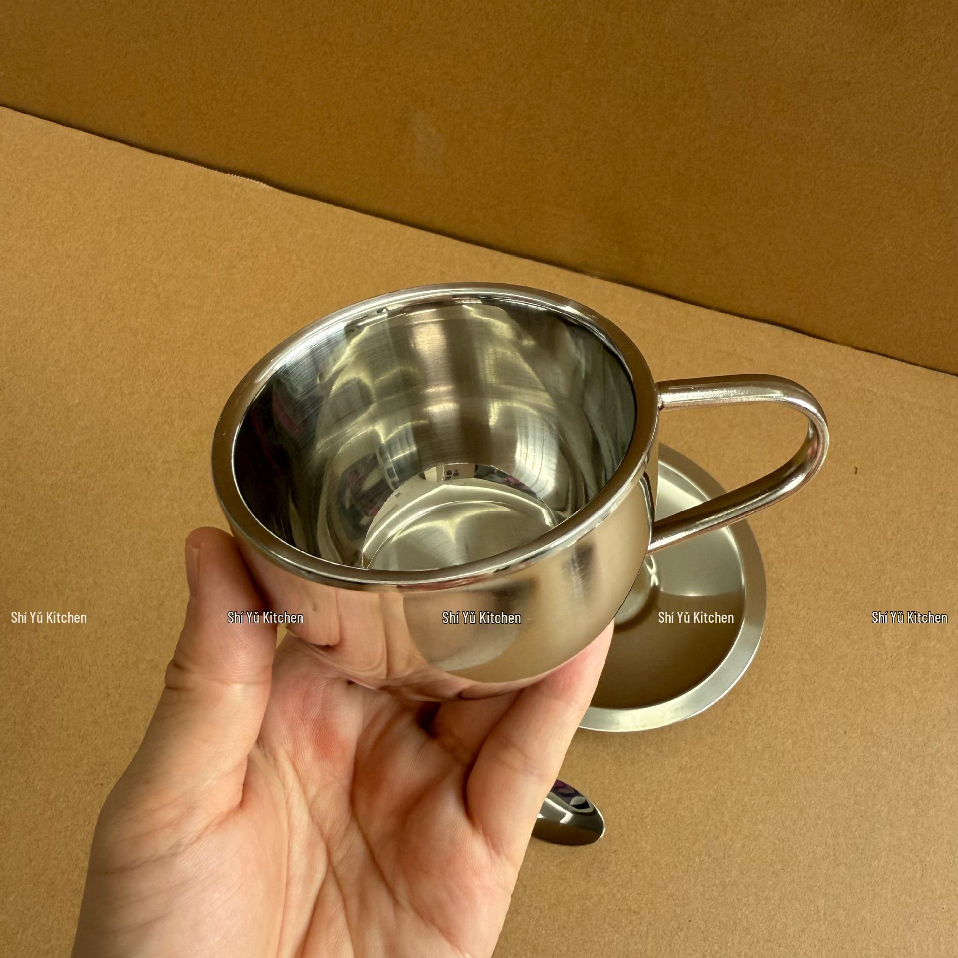 304 Stainless Steel Double-Layer Insulated Coffee Mug Set - European Style, 3-Piece. 180ml