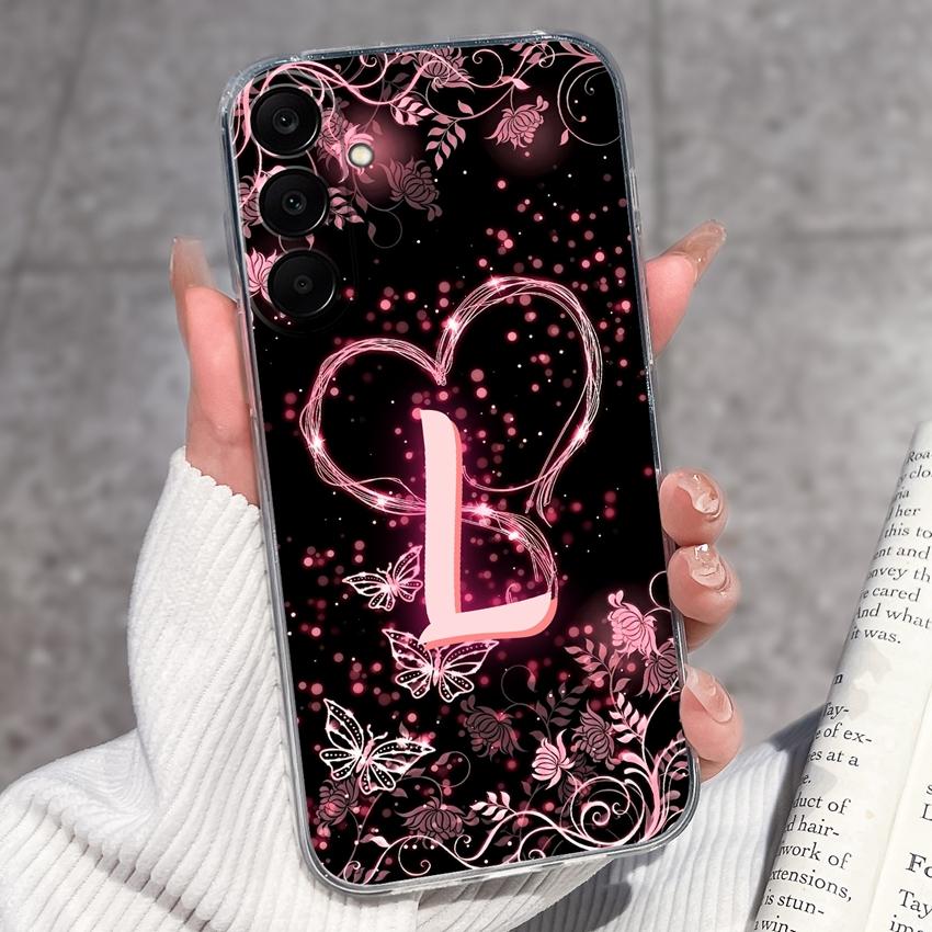 For Samsung A17 A16 A15 A14 A13 A12 M16 M14 M13 M12 M10 Pretty Butterfly Letter Clear TPU Phone Cover Lens Protection Anti Slip Shell For Samsung Case