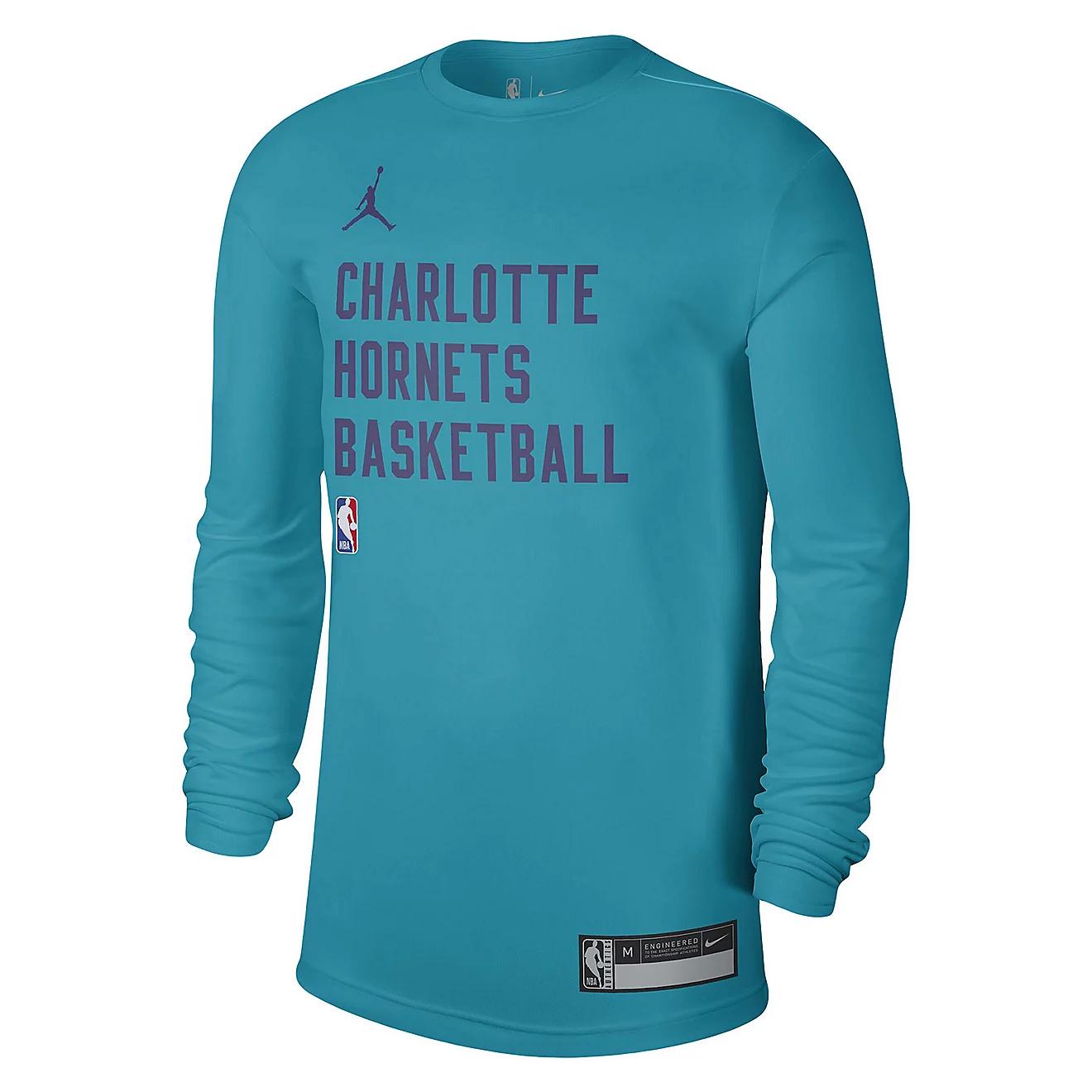 Jordan x NBA Charlotte Hornets BRAND T Shirt Unisex Peacock Blue FD9943-415 2XL