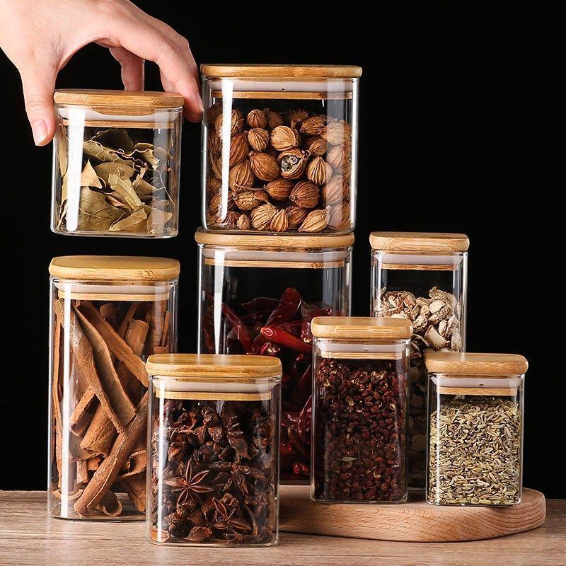 Borosilicate Glass Storage Jar with Bamboo Lid - Multi-Functional for Grains & Cereals